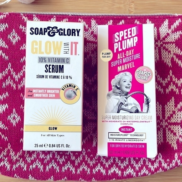 Brand New Soap & Glory Vitamin C Serum & Super Moisturizing Day Cream w/ Bag - Picture 4 of 16